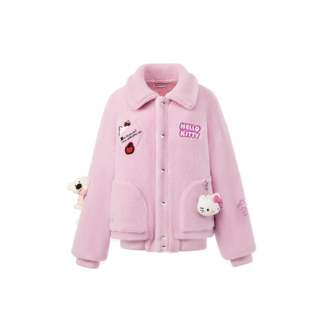 13De Marzo X Hello Kitty Bear Fleece Coat Pink - Mores Studio