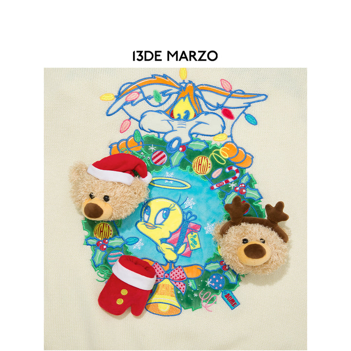 13De Marzo X Looney Tunes Tweety Christmas Sweater Cream - Mores Studio