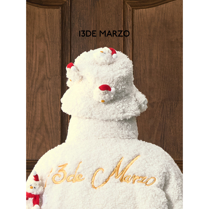 13De Marzo Christmas Snowman Fleece Bucket Hat White - Mores Studio