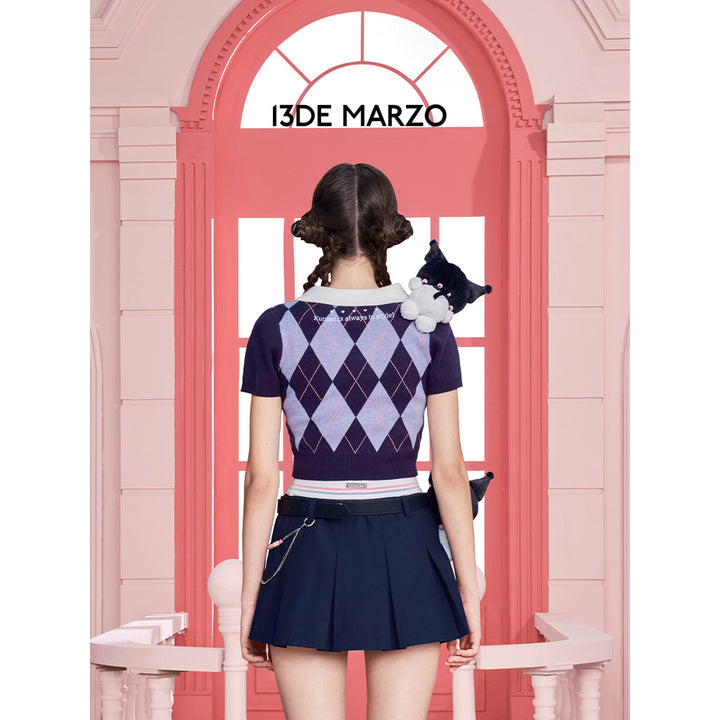 13De Marzo X Kuromi Diamond Check Knit Top - Mores Studio