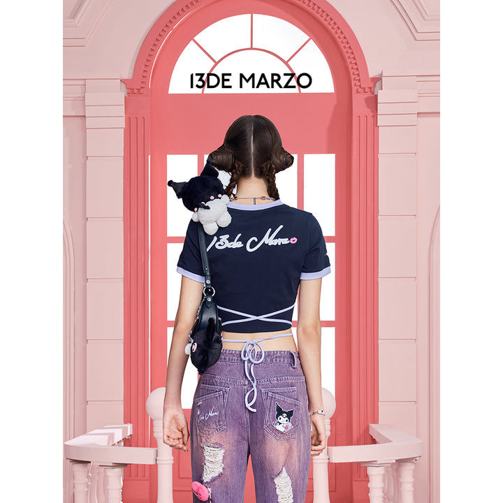 13De Marzo X Kuromi Mirror Lace Top Navy Blue