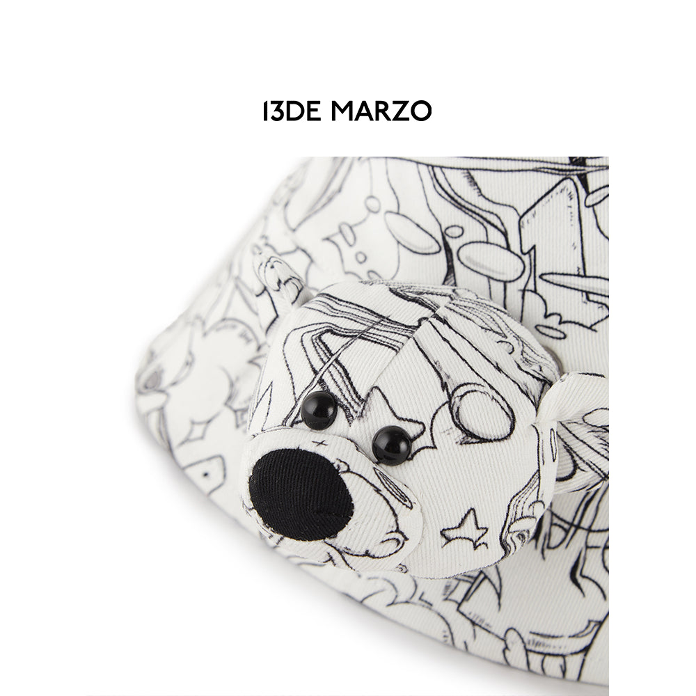 13De Marzo Bear Illustrate Inside-out Bucket Hat - Mores Studio