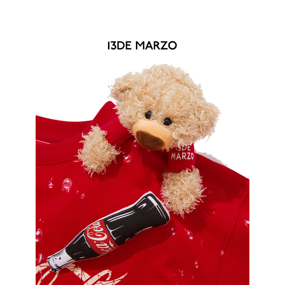 13De Marzo X Coca-Cola Bear Water Drop T-Shirt Red - Mores Studio