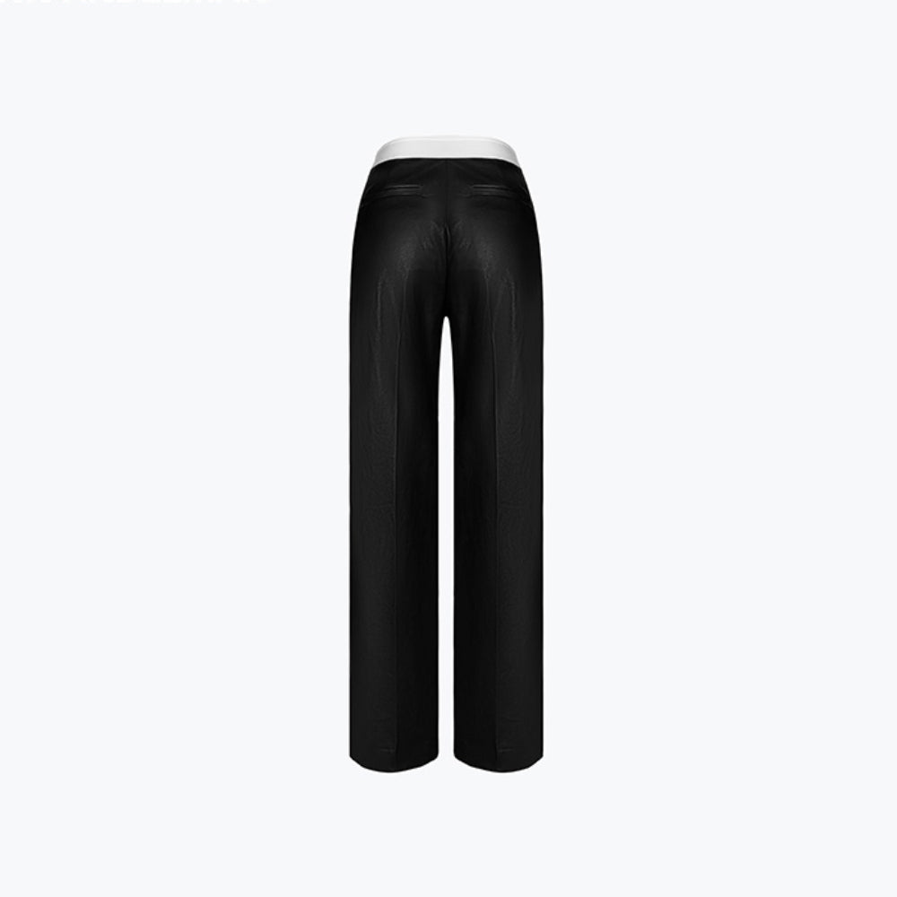 Ann Andelman Logo Waist Matte Leather Pants Black - Mores Studio