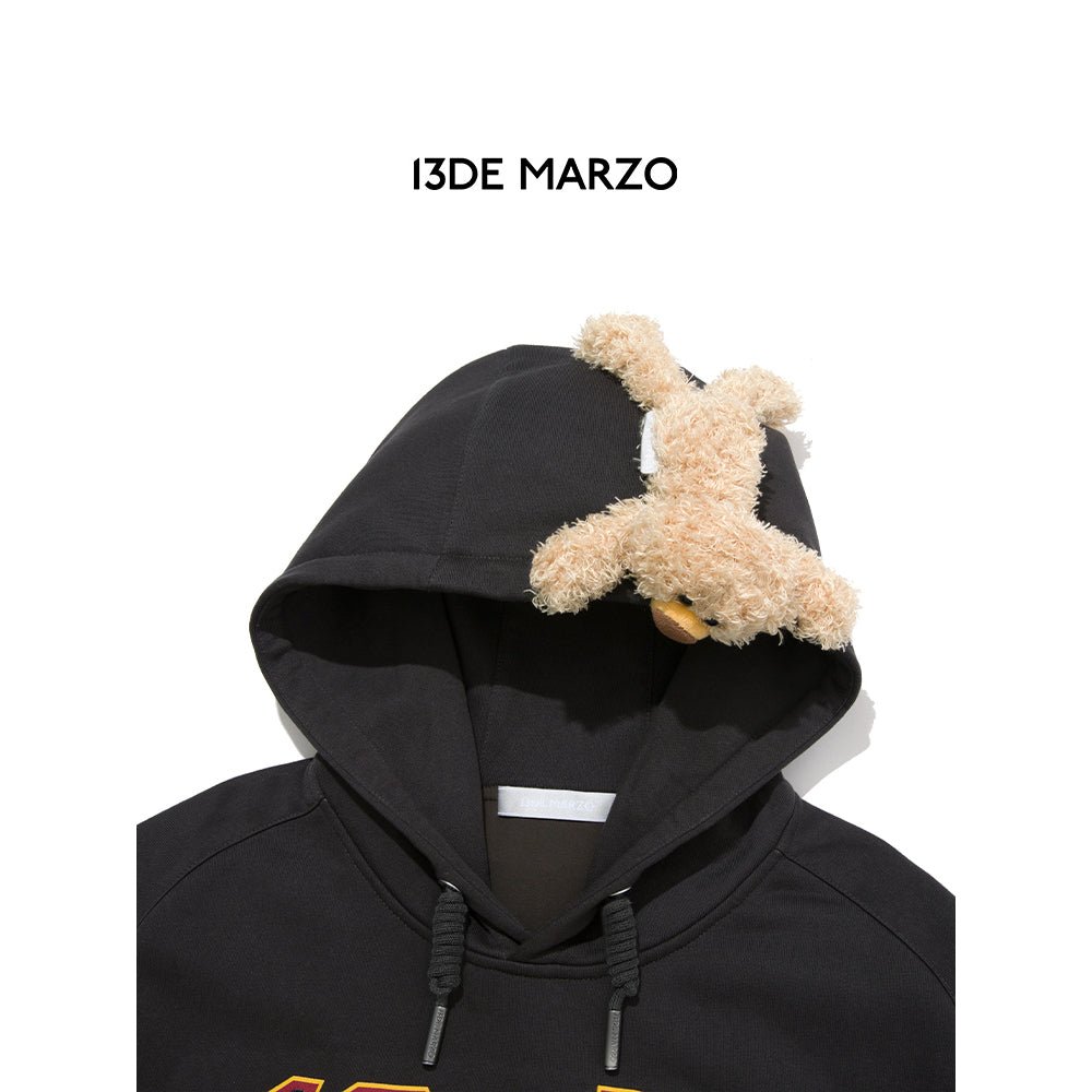 13De Marzo Bear Neon Light Logo Hoodie Dark Grey - Mores Studio
