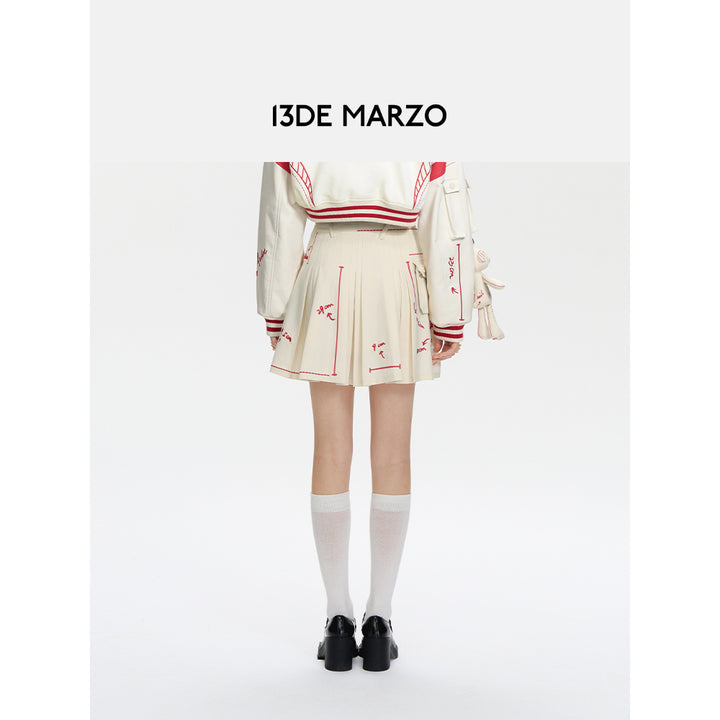 13De Marzo Plush Bear Sketch Line Skirt White
