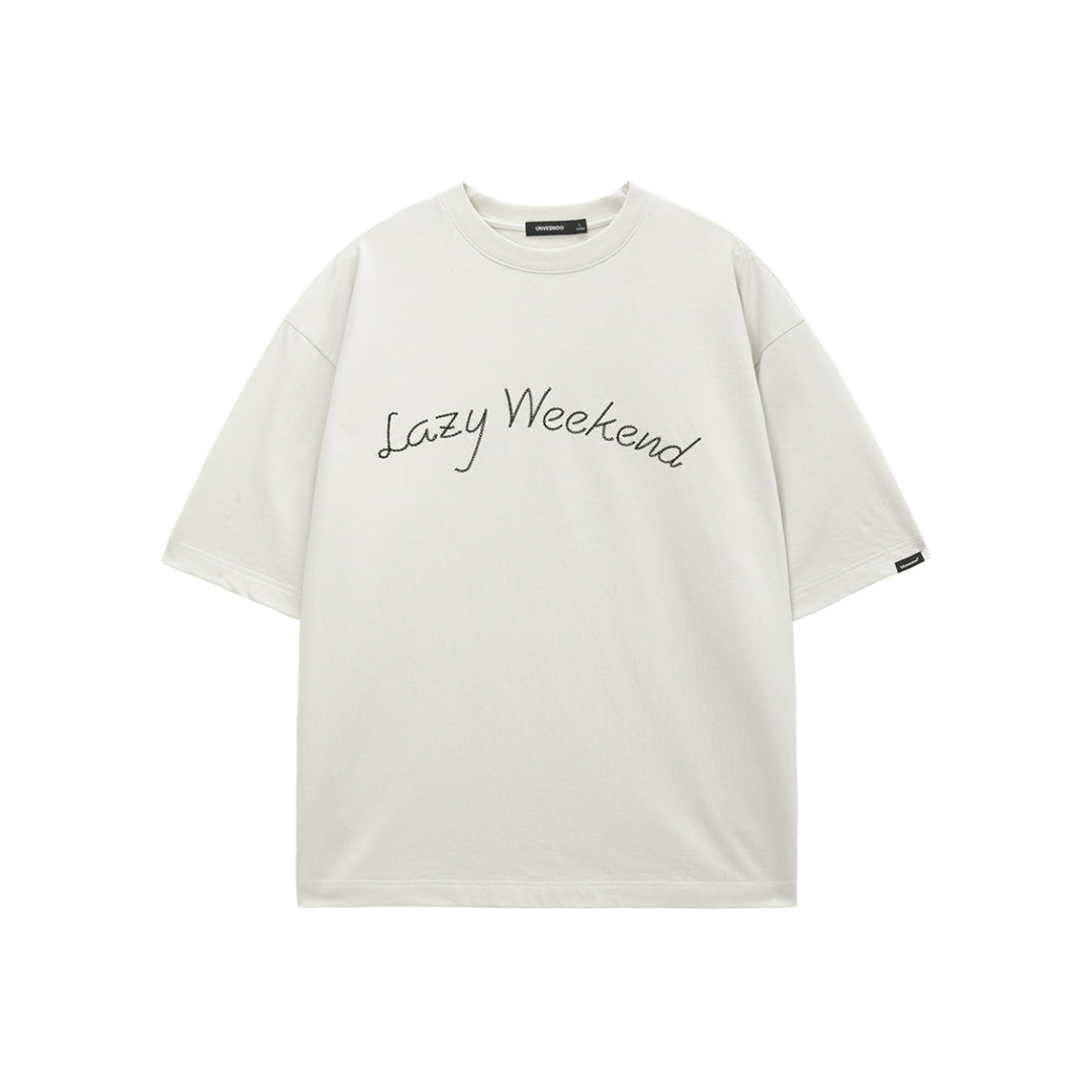Unvesno 'Lazy Weekend' Washed Snowflake T-Shirt White