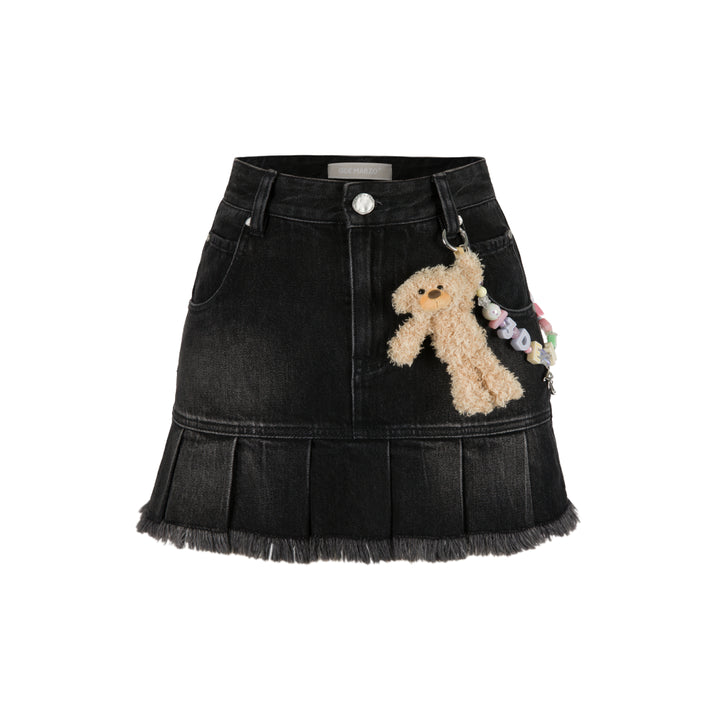 13De Marzo Logo Bead Chain Denim Skirt Black