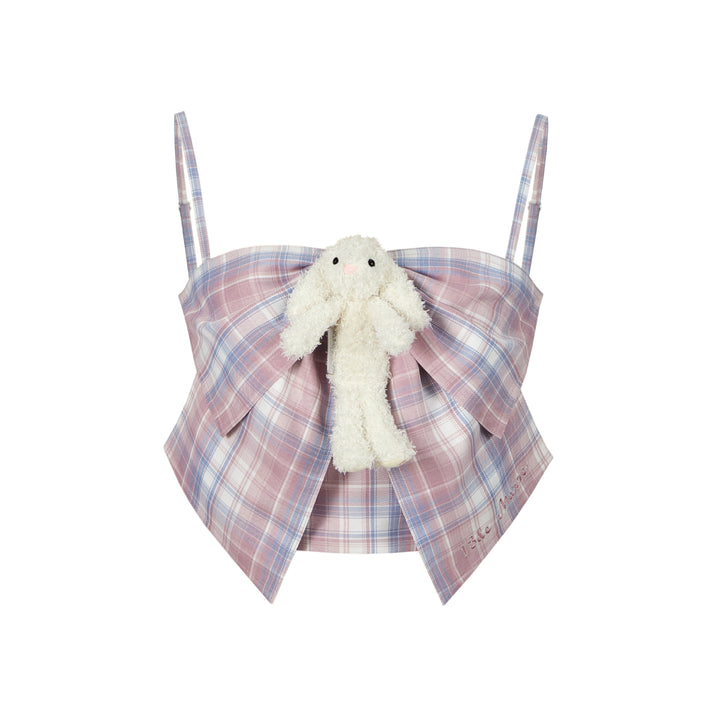 13De Marzo Doozoo Plaid Bow Tank Top Pink