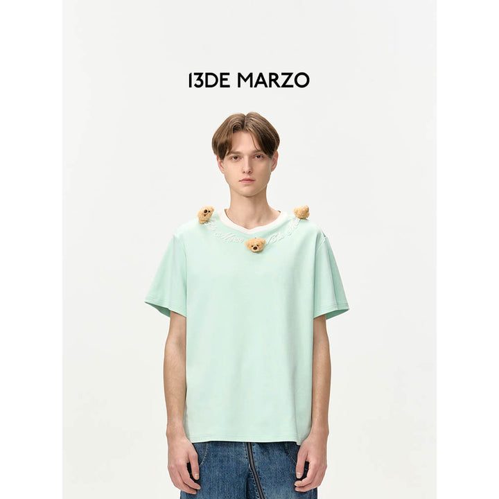 13De Marzo Doozoo Collar Embroidered Logo T-Shirt Green
