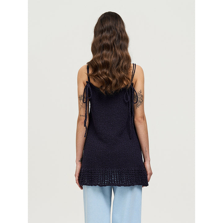 Palavas 3D Floral Knit Camisole Top Navy Blue