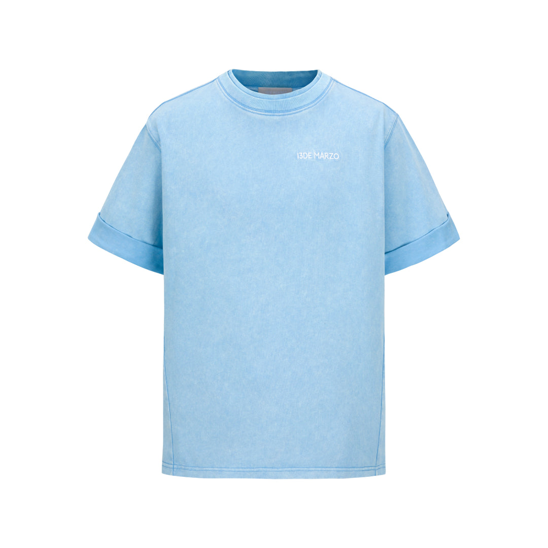 13De Marzo Plush Rabbit Sequins Logo T-Shirt Washed Blue