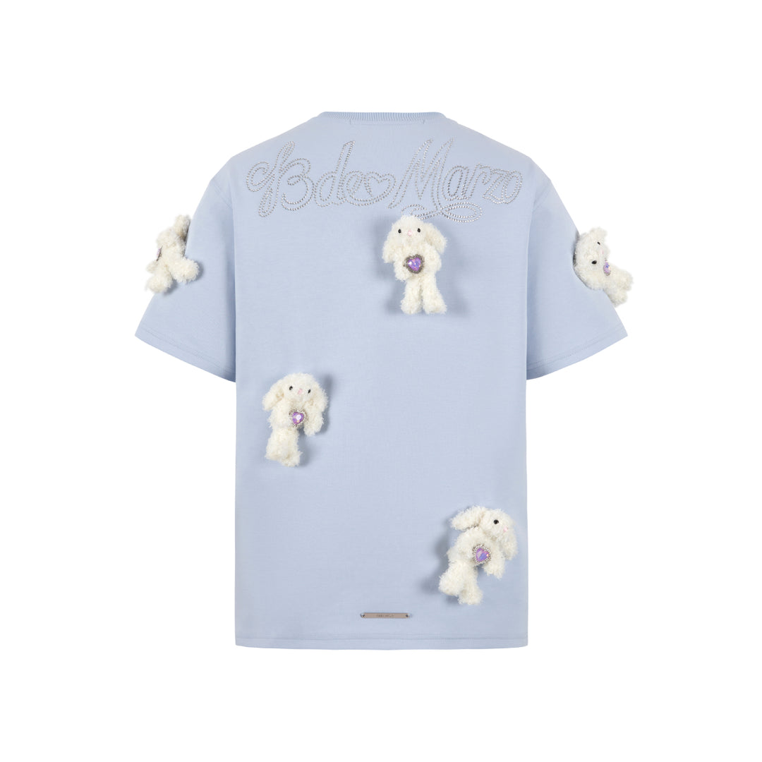 13De Marzo Doozoo Rhinestone Mini Bears T-Shirt Blue