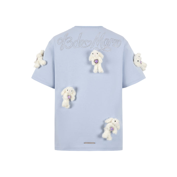 13De Marzo Doozoo Rhinestone Mini Bears T-Shirt Blue