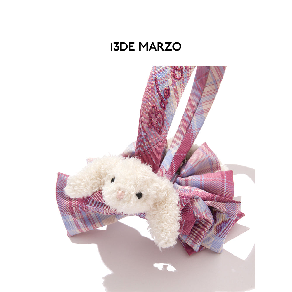 13De Marzo Dooozoo Plaid Bow Hair Band Pink