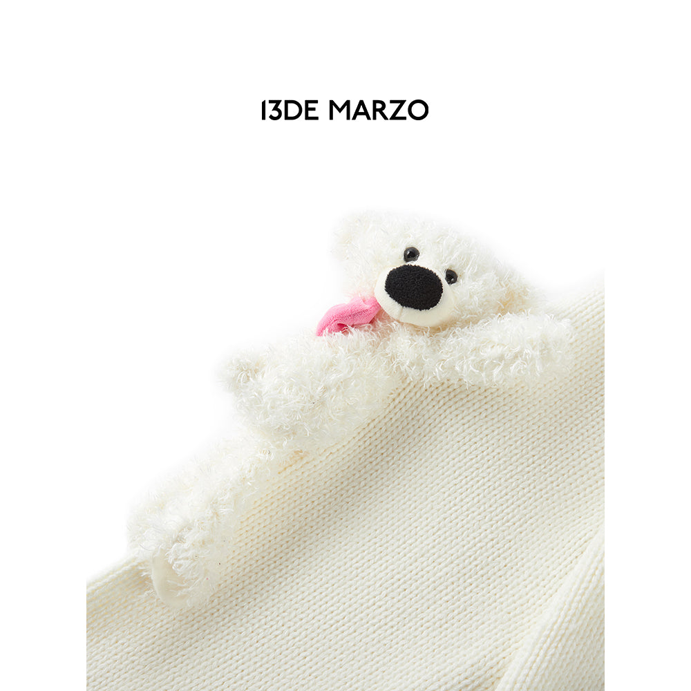 13De Marzo X Hello Kitty Bear Suture Cardigan White