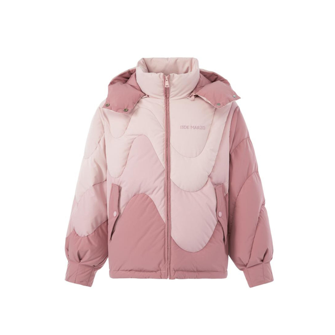 13De Marzo Gradient Line Hooded Down Jacket Pink - Mores Studio