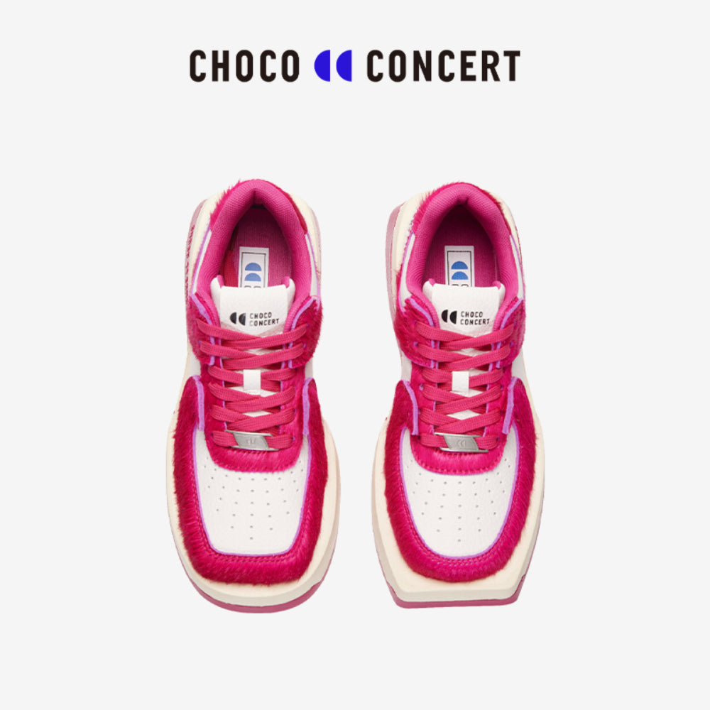 Choco Concert Mis-Matched Horsehair Square Toe Sneaker Pink - Mores Studio