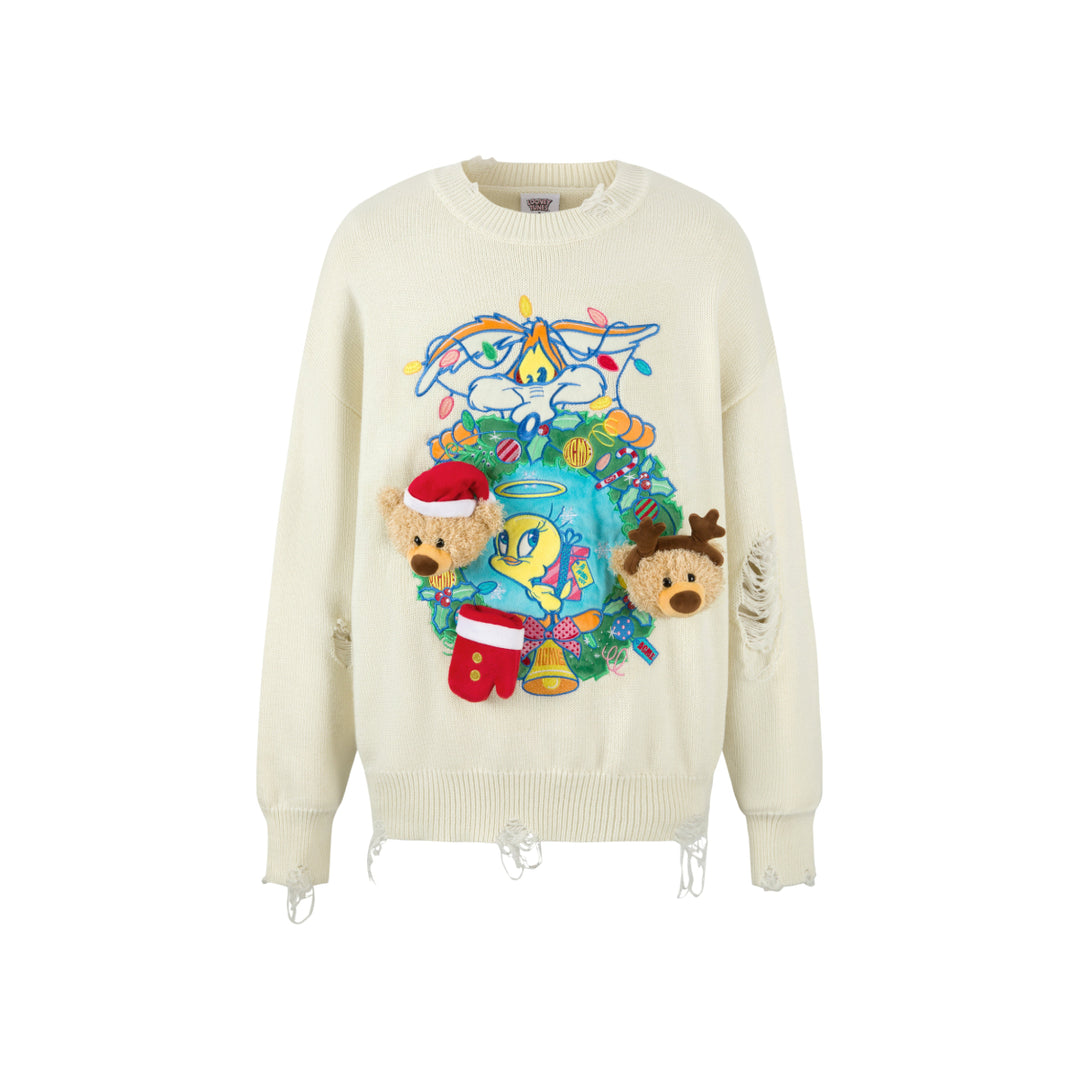 13De Marzo X Looney Tunes Tweety Christmas Sweater Cream - Mores Studio