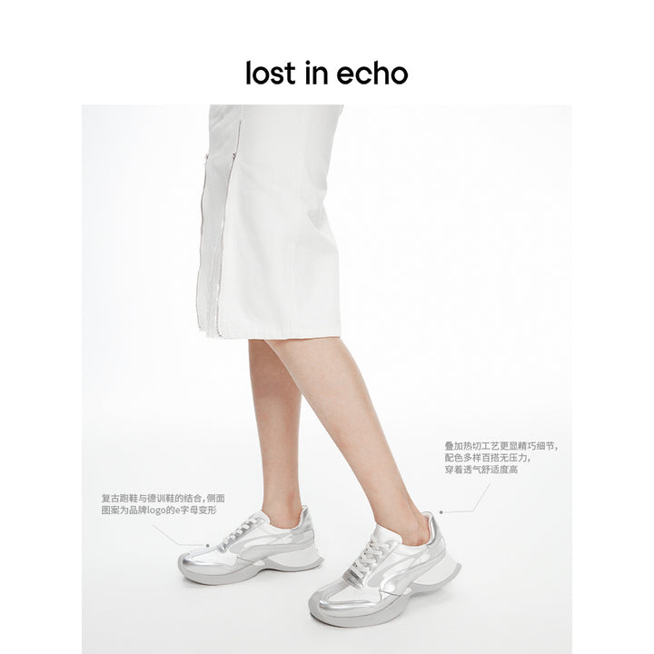 Lost In Echo Upturned Toe Retro Sneaker Sliver - Mores Studio