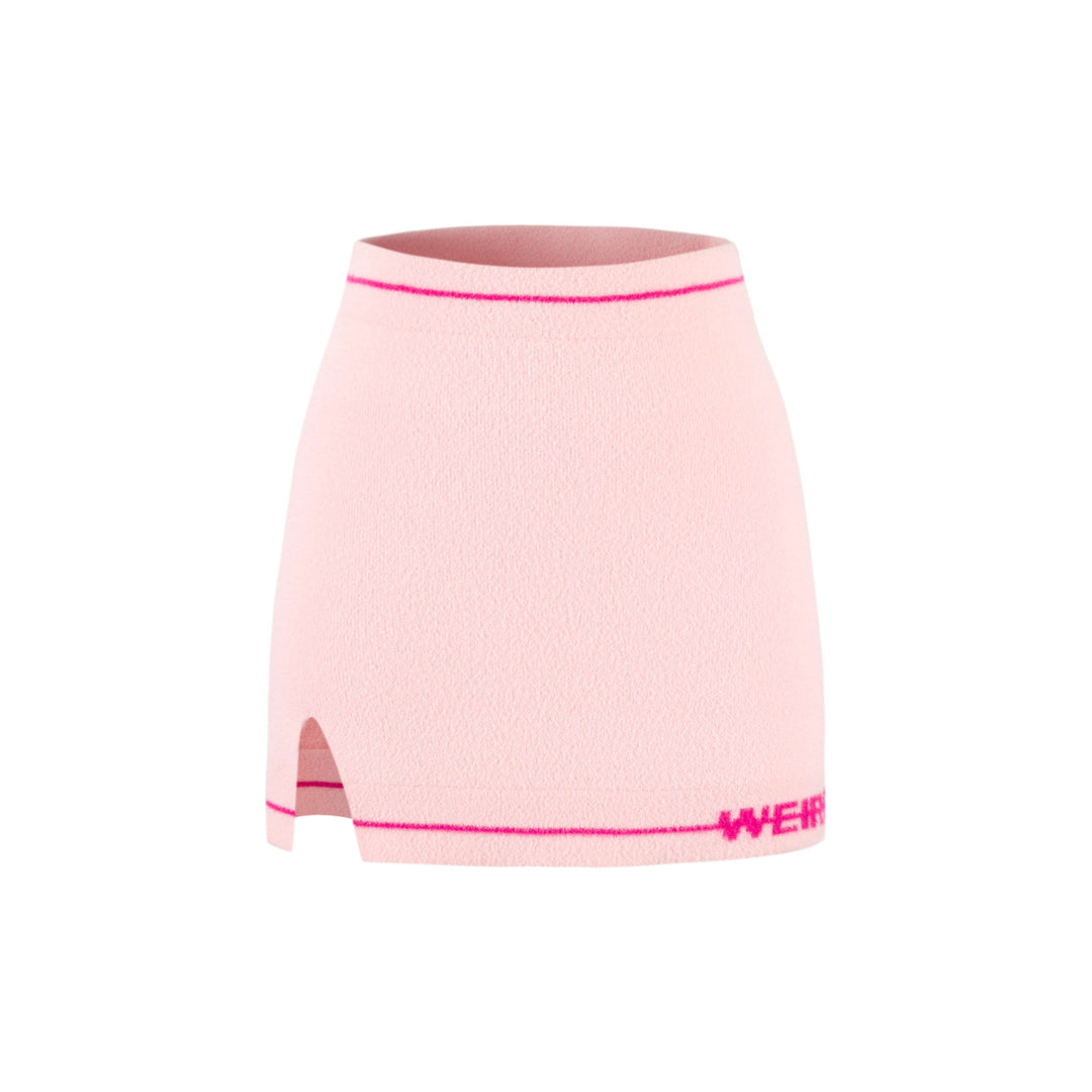 Weird Market Basic Logo Knit Skirt Pink - Mores Studio