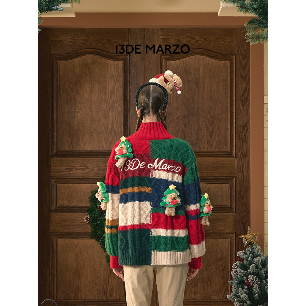 13De Marzo Christmas Luminous Heart Bear Sweater - Mores Studio