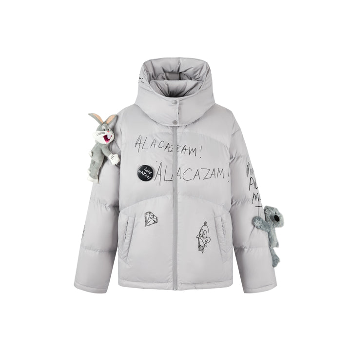 13De Marzo X Looney Tunes Bugs Bunny Sketch Down Jacket Grey - Mores Studio