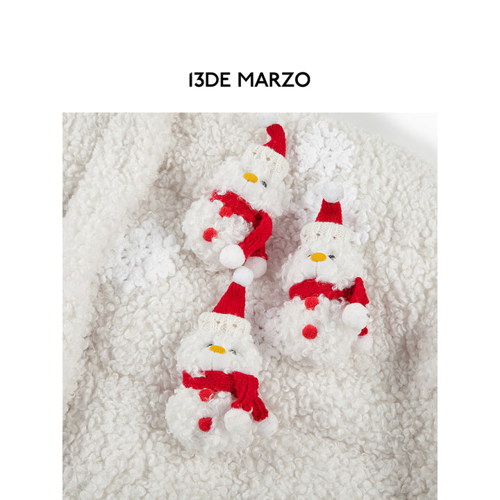 13De Marzo Christmas Snowman Bear Fleece Coat White - Mores Studio