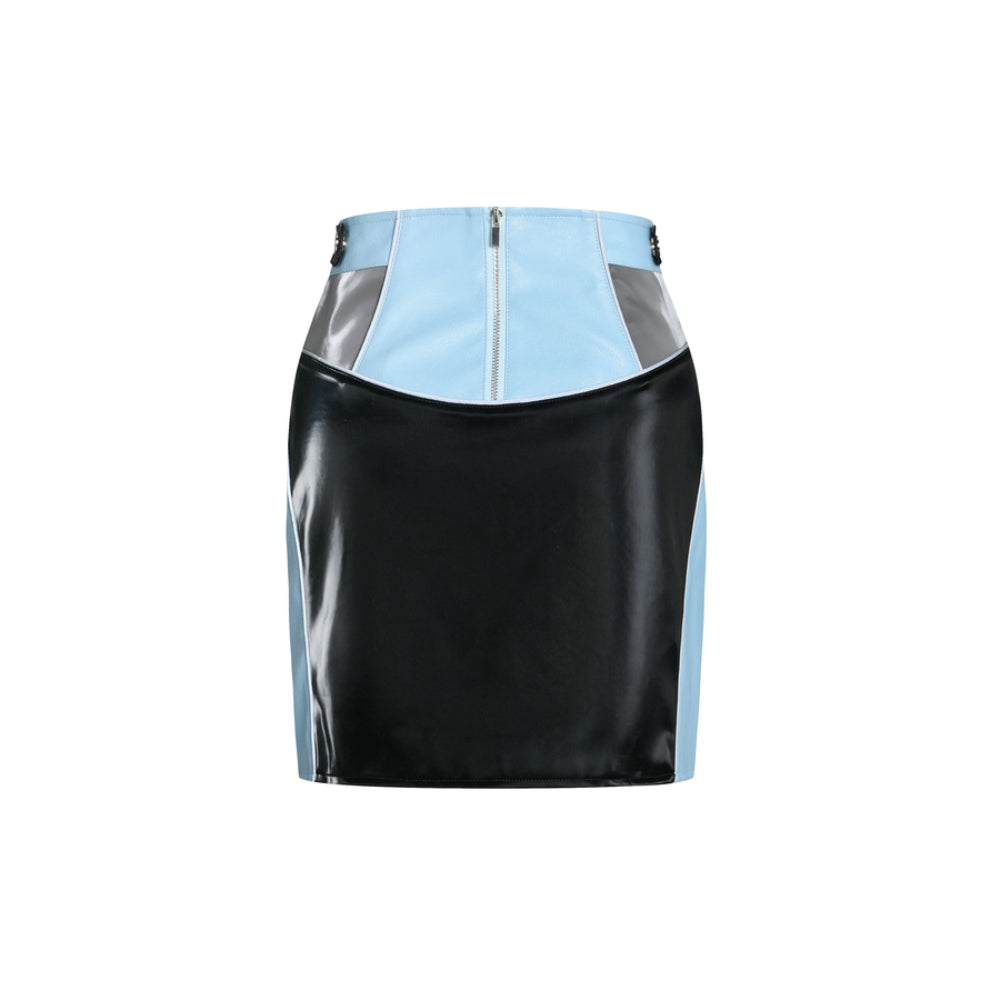 Weird Market Racing Leather Tube Skirt Blue - Mores Studio