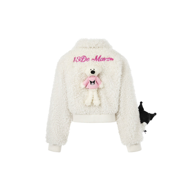 13De Marzo X Kuromi Bear Short Fleece Coat White - Mores Studio