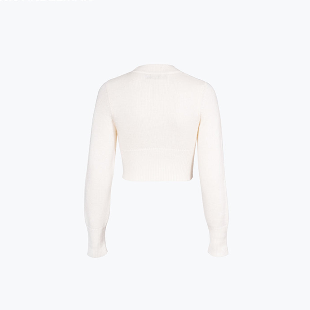 Ann Andelman Embroidery Logo Woolen Sweater White - Mores Studio