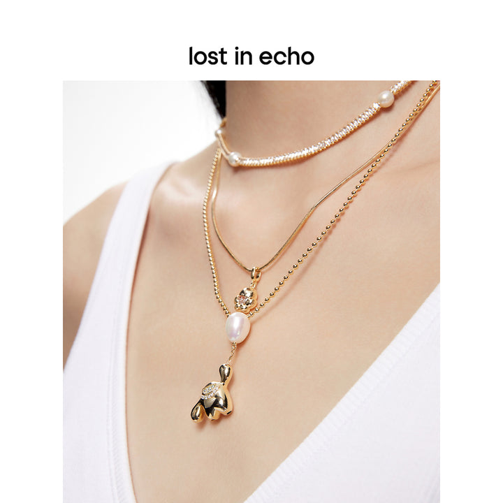 Lost In Echo Yetti Balloons Three-Layer Necklace Gold