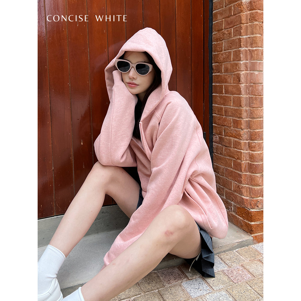 Concise-White Back 97 Logo Zip Up Hoodie Pink - Mores Studio