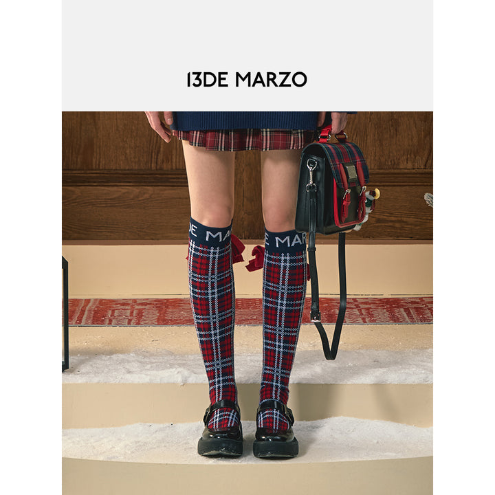13De Marzo Christmas Bow Plaid Stockings - Mores Studio