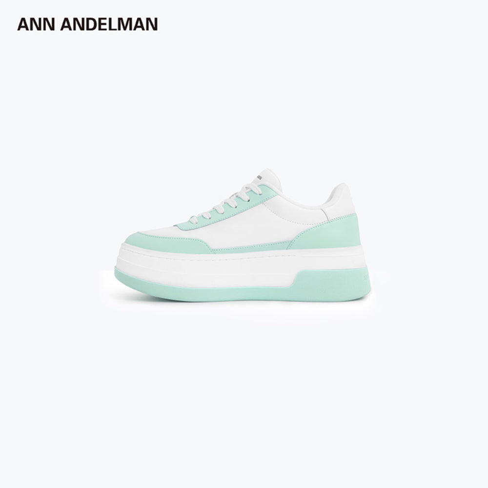 Ann Andelman Logo Heel Platform Sneaker Mint Green
