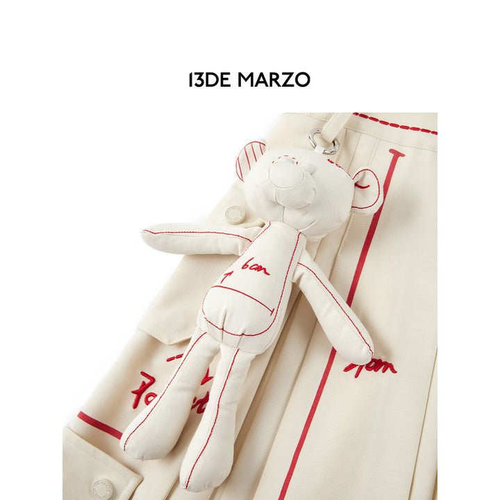 13De Marzo Plush Bear Sketch Line Skirt White