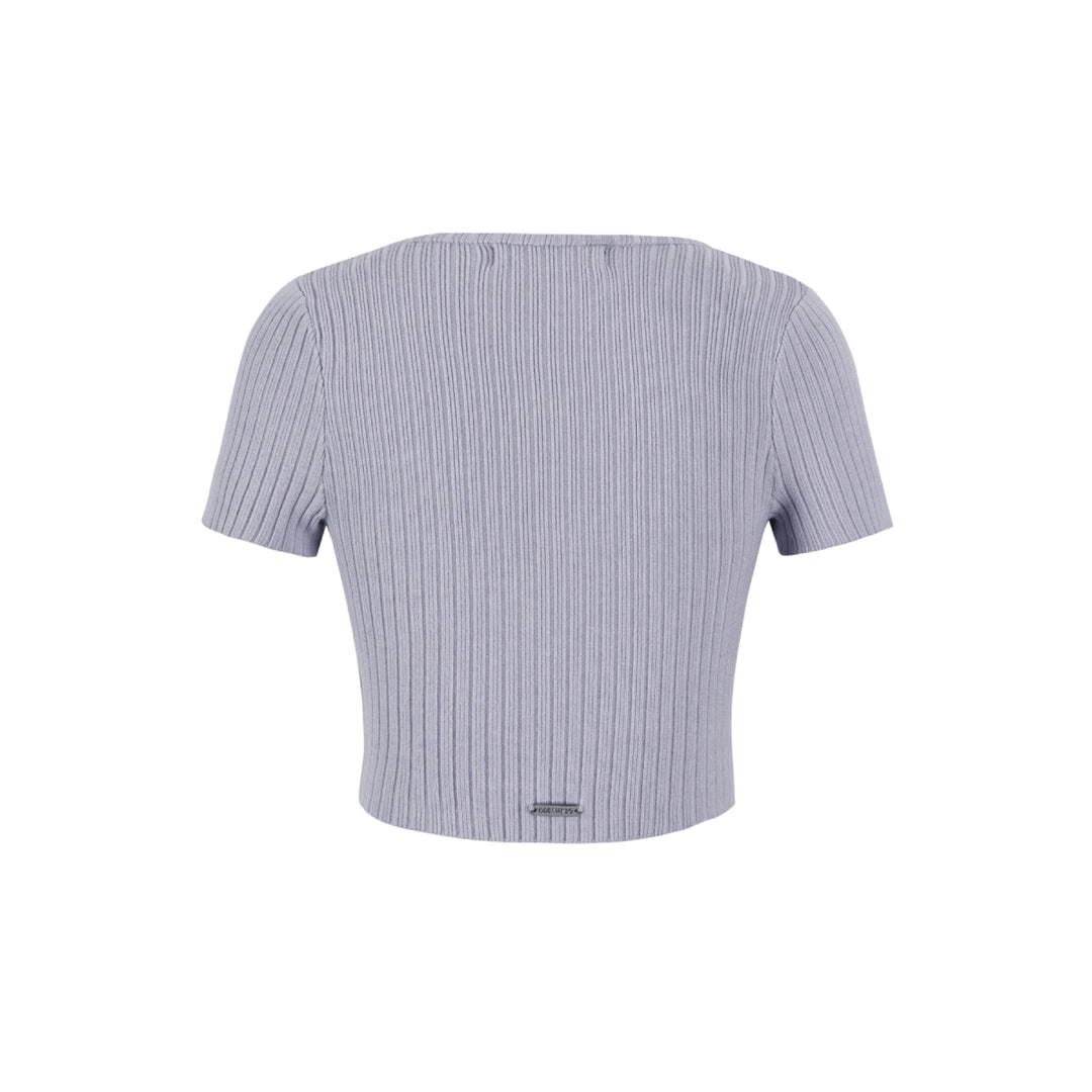 13De Marzo Basic Square Neck Slim-Fit Crop Top Grey