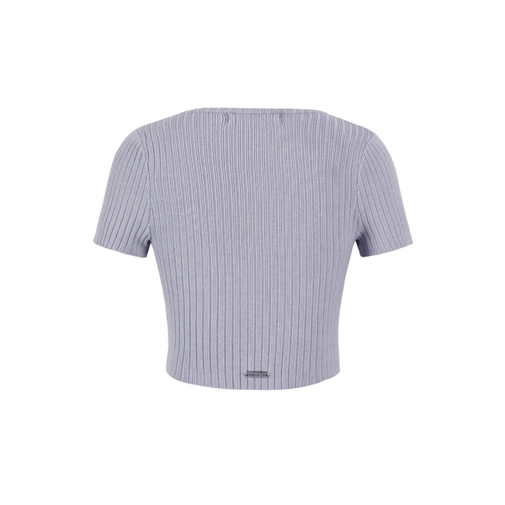 13De Marzo Basic Square Neck Slim-Fit Crop Top Grey