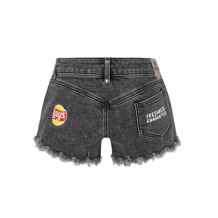 13De Marzo X Lay's Bear Washed Denim Shorts Gray