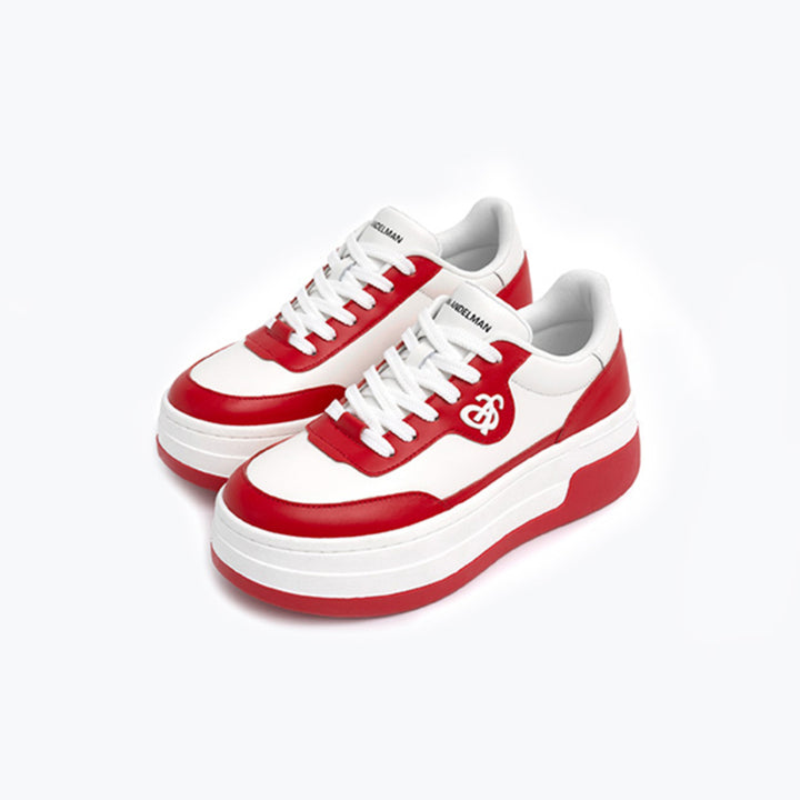 Ann Andelman Logo Heel Platform Sneaker Red