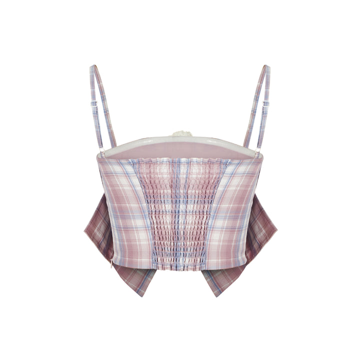 13De Marzo Doozoo Plaid Bow Tank Top Pink