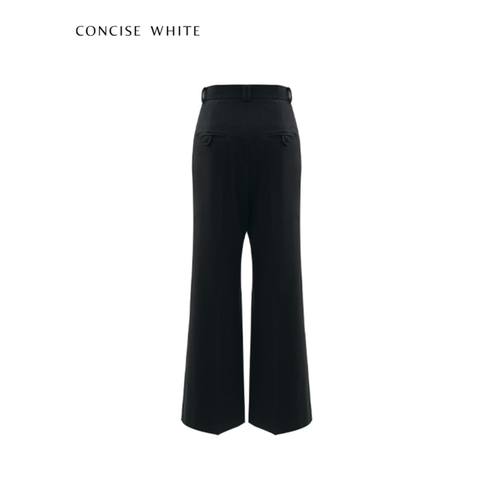 Concise-White Golden Button Suit Flare Pants Black - Mores Studio