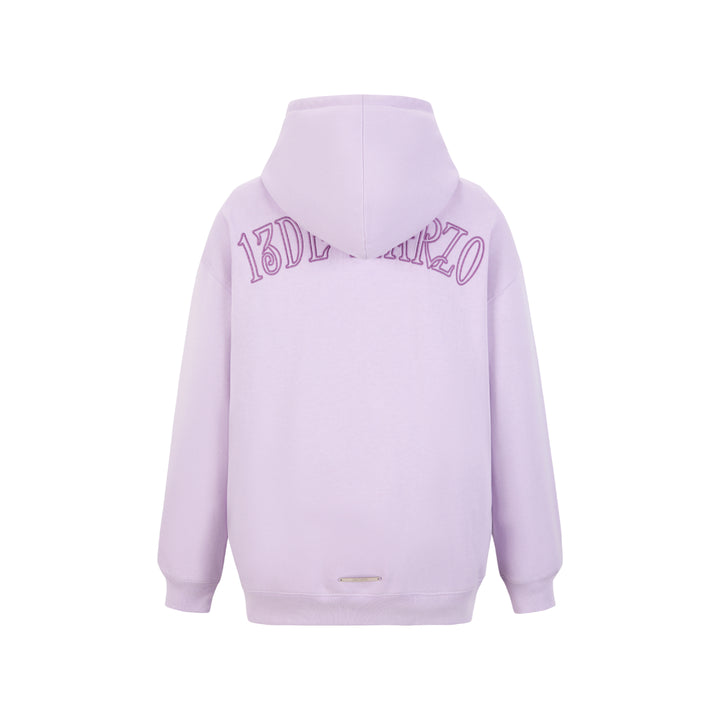 13De Marzo Bear Embossment Pocket Hoodie Purple