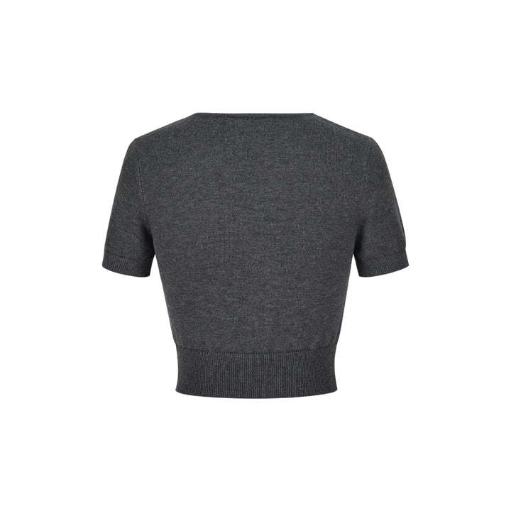 13De Marzo Doozoo Hollow Out Knit Top Dark Gray