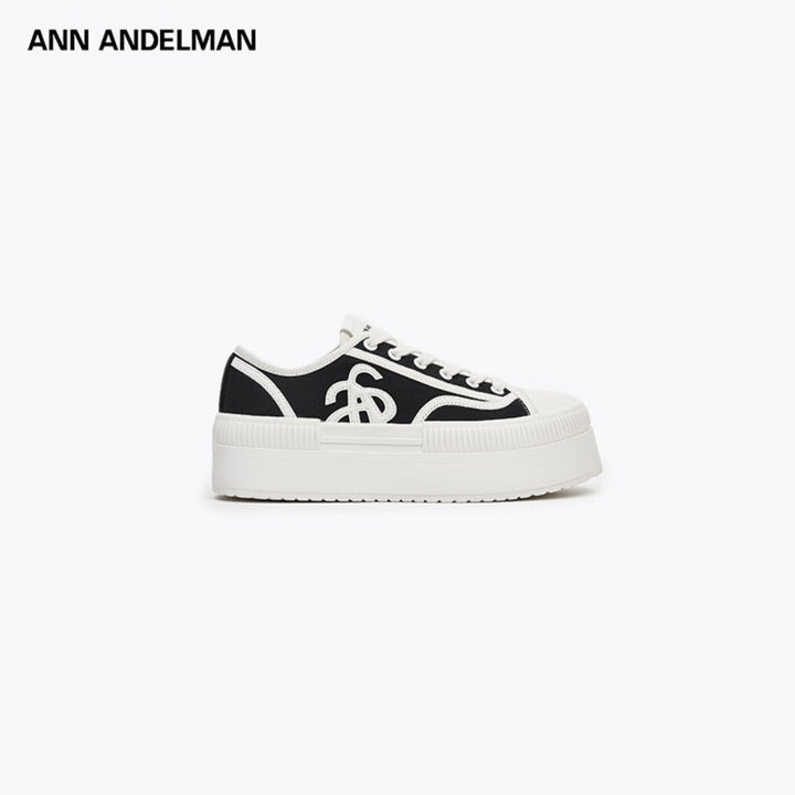 Ann Andelman Classic Court Platform Canvas Sneaker Black