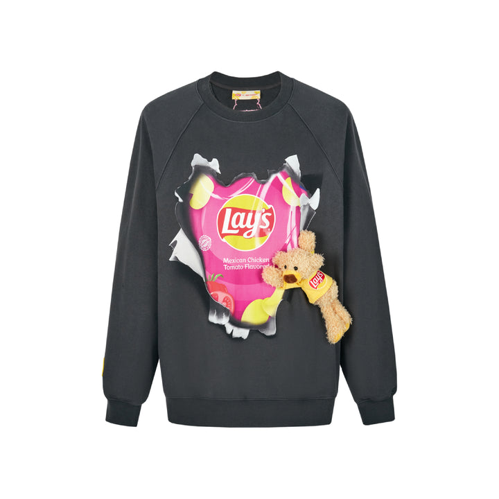 13De Marzo X Lay's Broken Printed Sweater Dark Gray