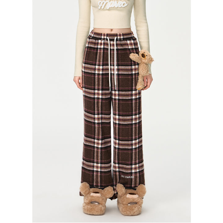 13De Marzo Doozoo Plaid Straight Pants Brown