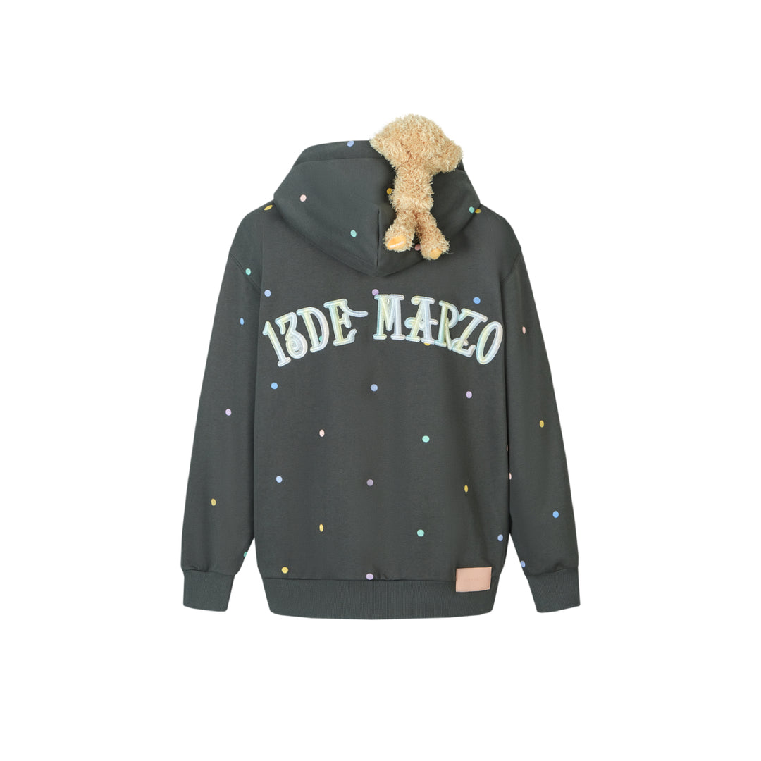 13De Marzo Colored Dots Zip Up Hoodie Dark Grey - Mores Studio