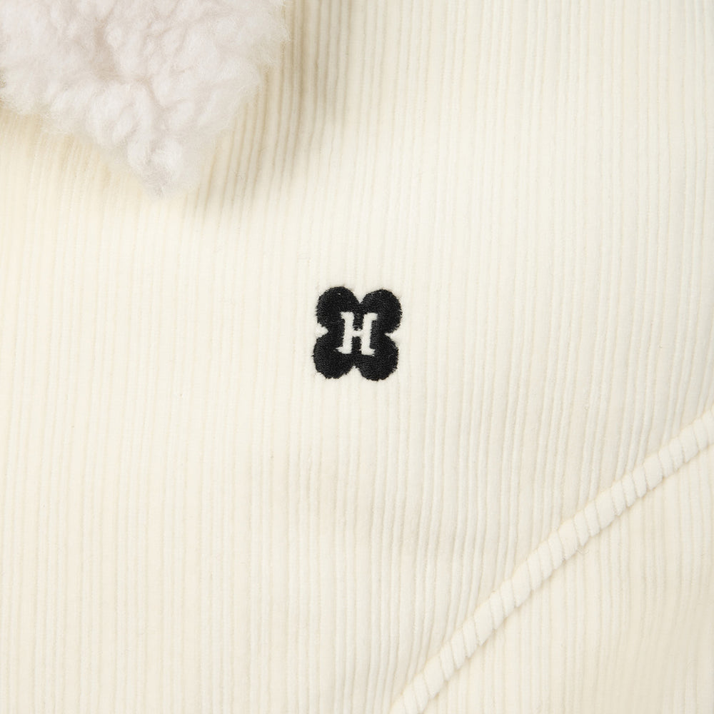 Herlian Contrast Looped Wool Corduroy Jacket White - Mores Studio