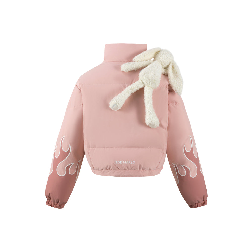 13De Marzo Plush Rabbit Flame Down Jacket Pink - Mores Studio